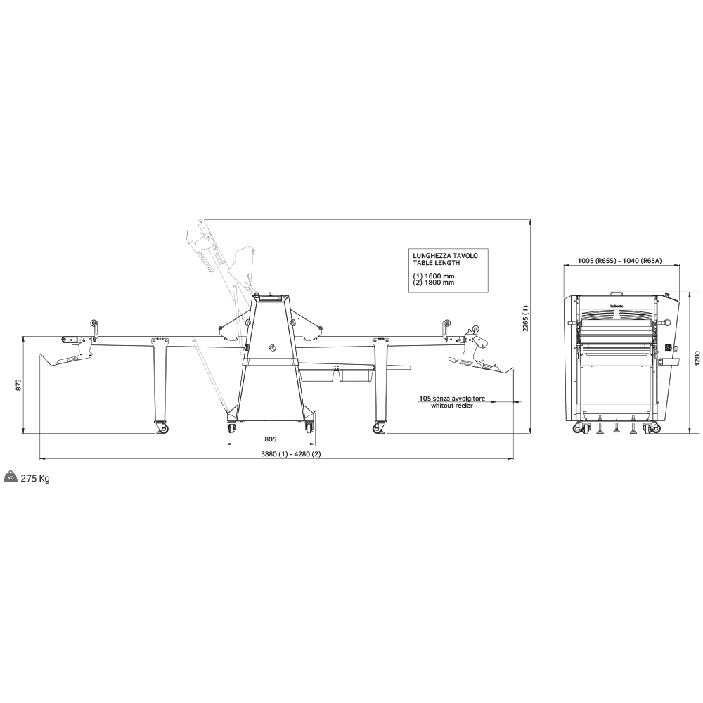 Automatic dough sheeter R65A/14