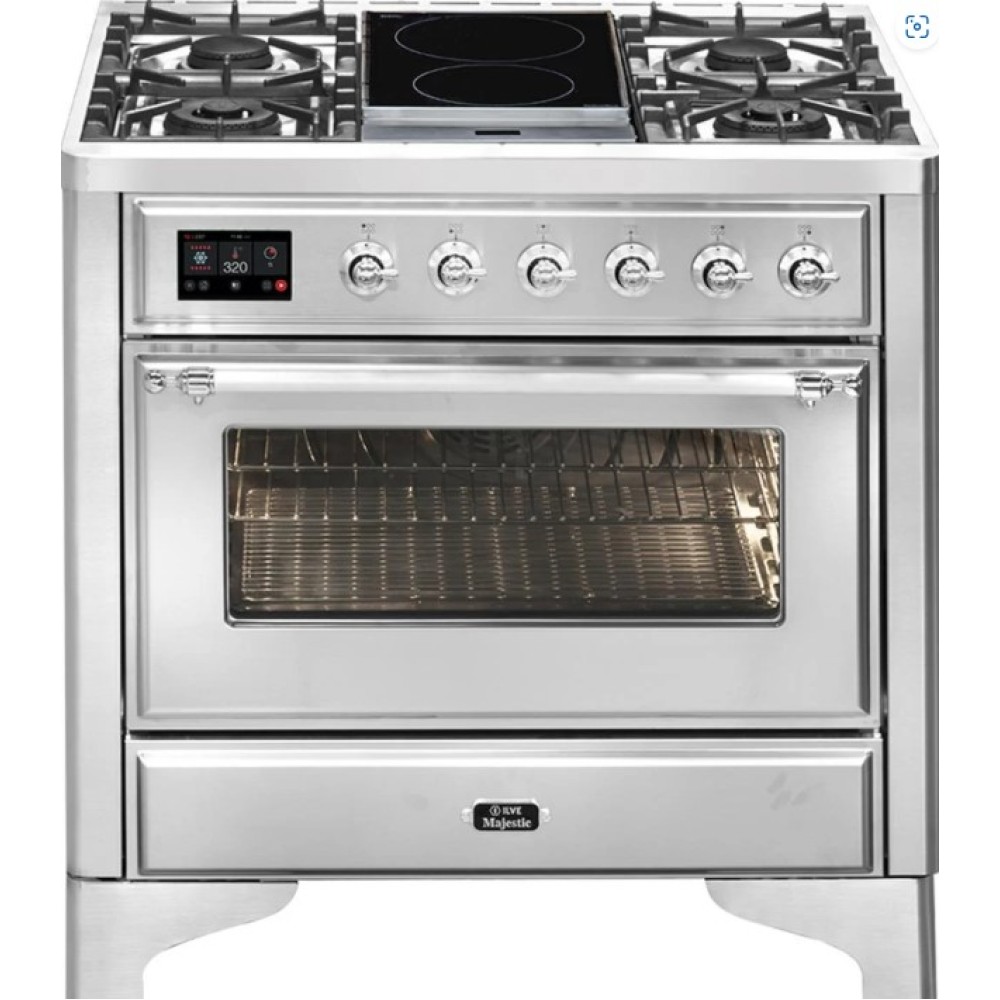 Ilve Majestic 90 cm gāzes un indukcijas plīts Ilve Majestic 90 cm gāzes un indukcijas plīts