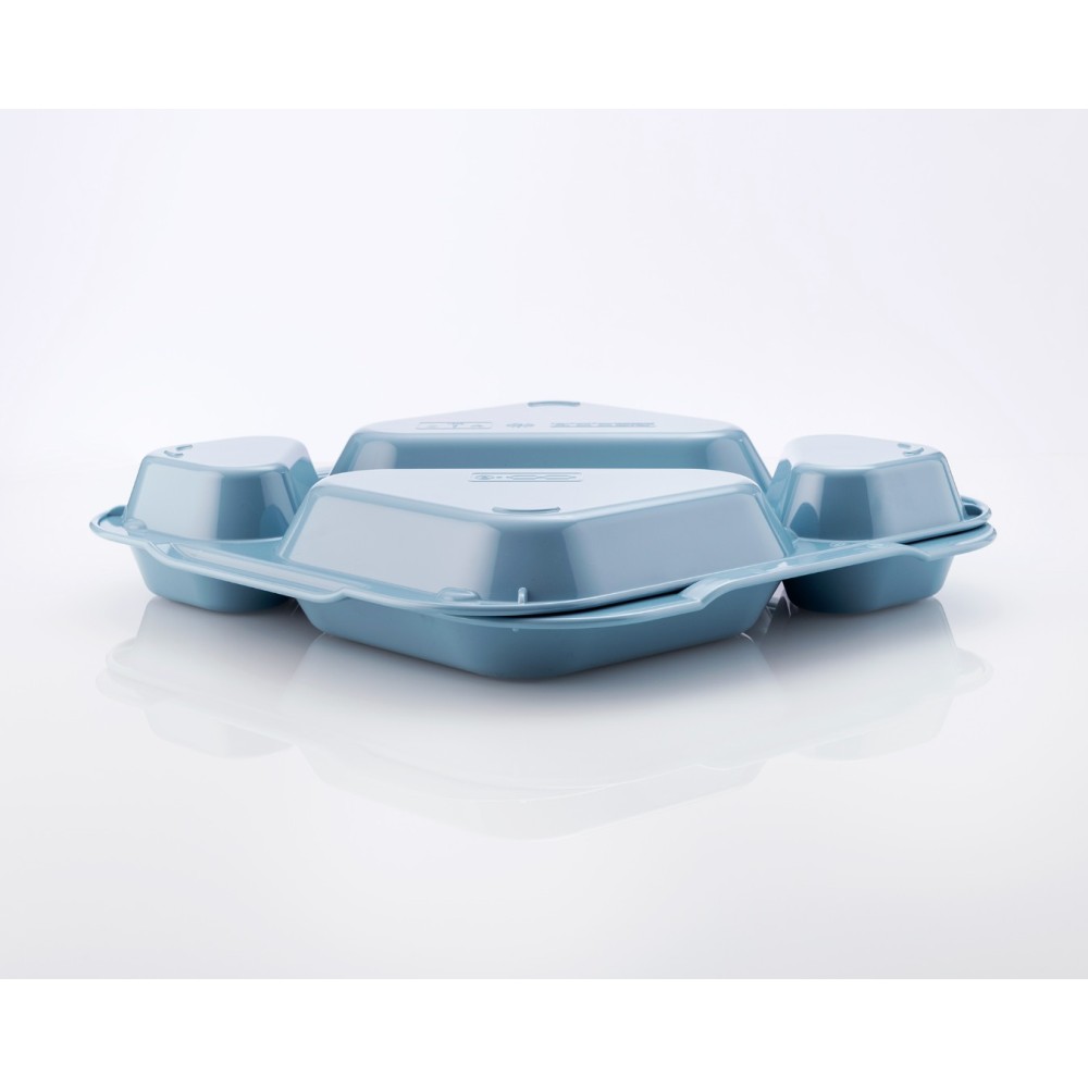 5-compartment food tray Blue Polypropylene