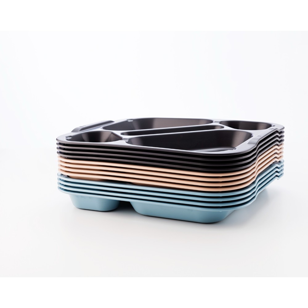 5-compartment food tray Blue Polypropylene