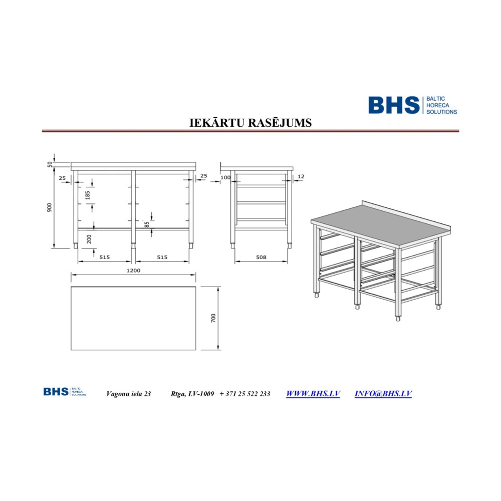 After washing table with space for a box 1200 mm