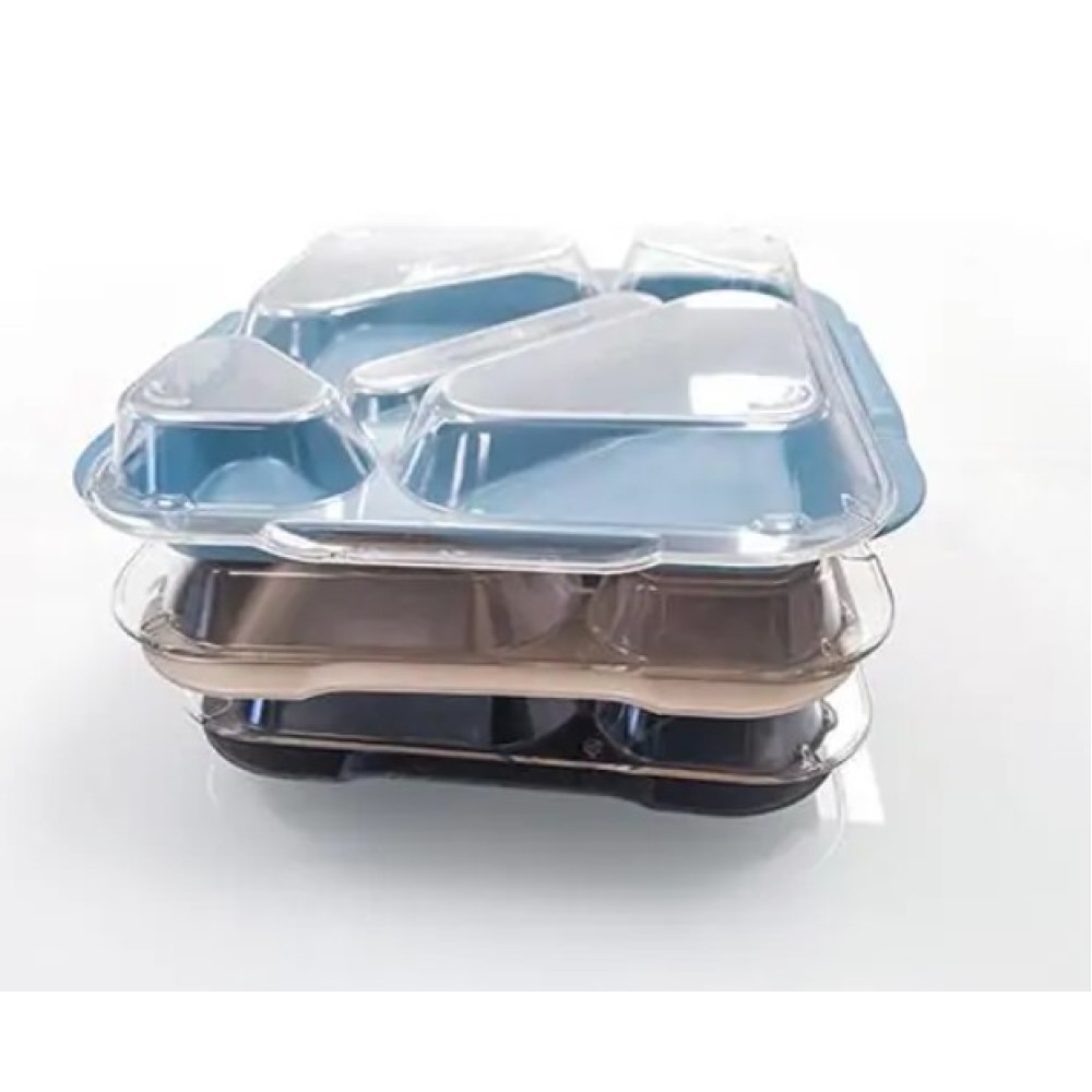 5-compartment food tray with lid Polypropilene