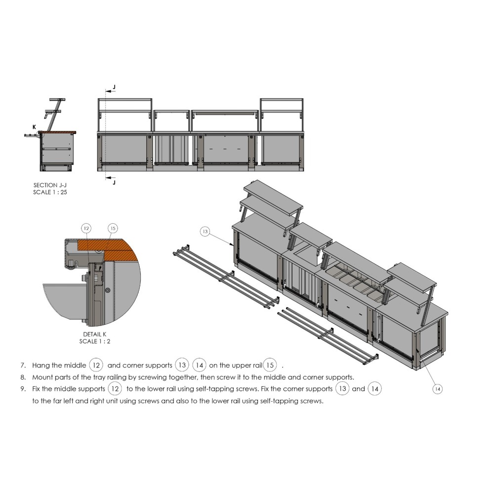 Installation of the modular system, drawings