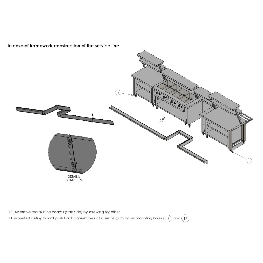 Installation of the modular system, drawings