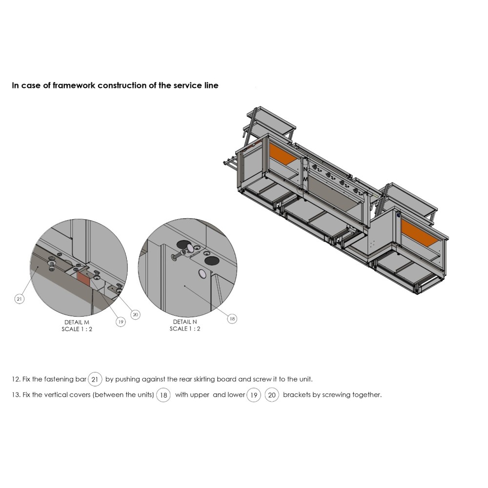 Installation of the modular system, drawings