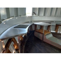 Circular table with sink on a yacht