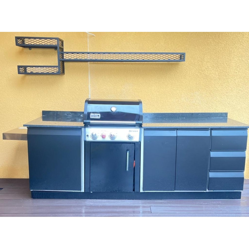 Kitchen Unit Black 2410 mm