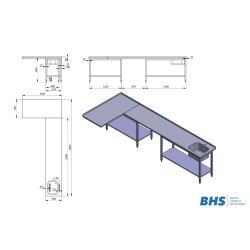 Darbo stalas su kriaukle ir 2 lentynomis NN82