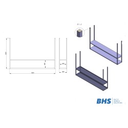 Вouble shelf with ceiling mounts