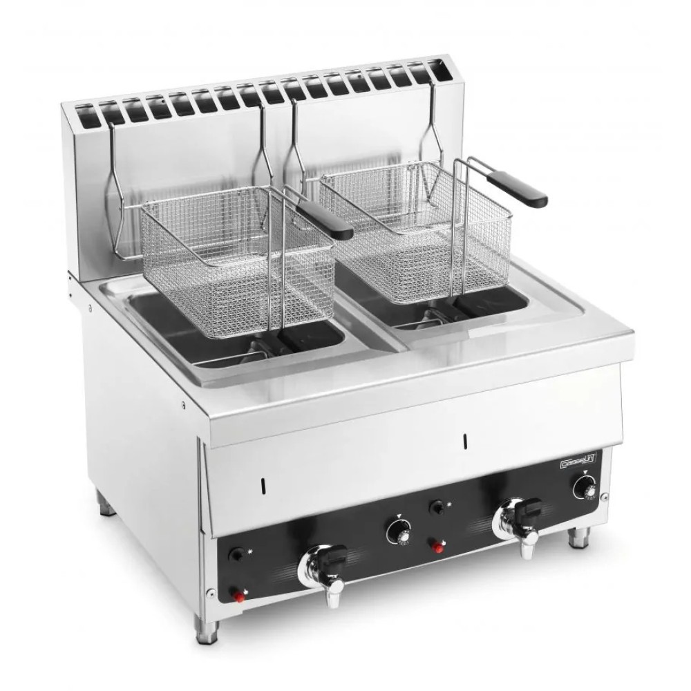 Gas fryer with tap 10+10L