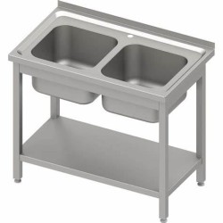 Table with a double-chamber sinks with a shelf 1000x600 mm