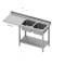 Easily assembled work table with 2 sinks , shelf and space for dishwasher or refrigerator 1600