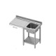 Easily assembled work table with sink, shelf and space for dishwasher or refrigerator 1400