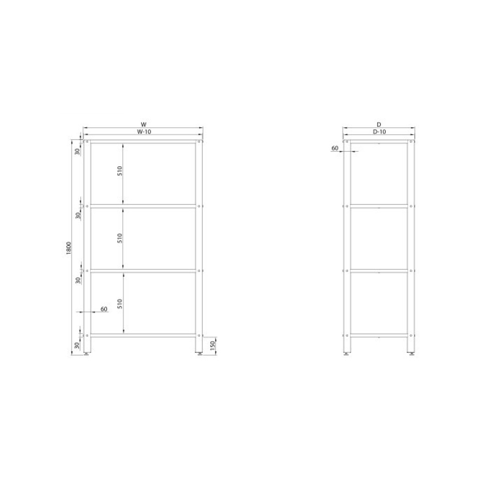 Stainless steel storage rack solid shelves 1000