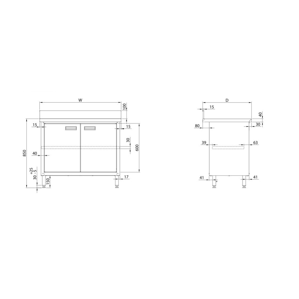 Wall table wit with swing doors 1200