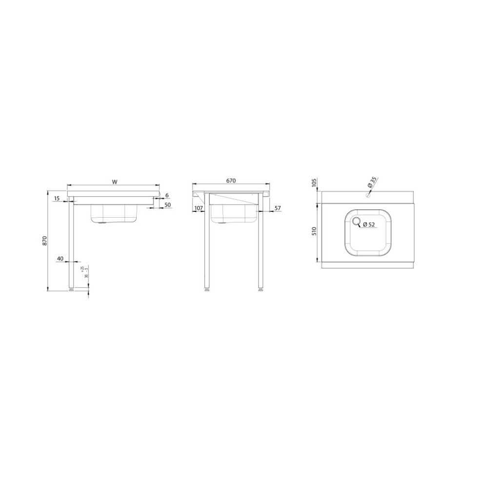 Loading table for dishwasher 1000