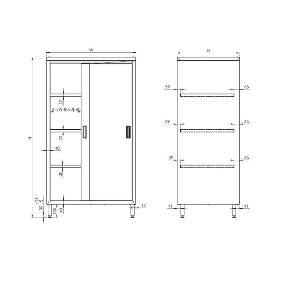 Storage cabinet, sliding door 1200