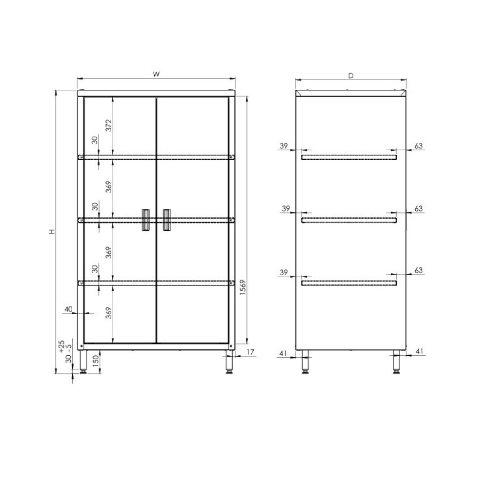 Storage cabinet, swinging door 1000