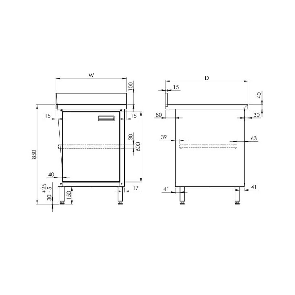 Wall table wit with swing doors 600