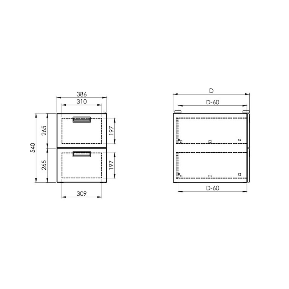 Block with three drawers 590