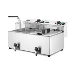 Friteuse manuelle Profi Line avec robinet de sortie, 2 x 8 l