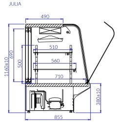 Šalta vitrina JULIA 1290 mm