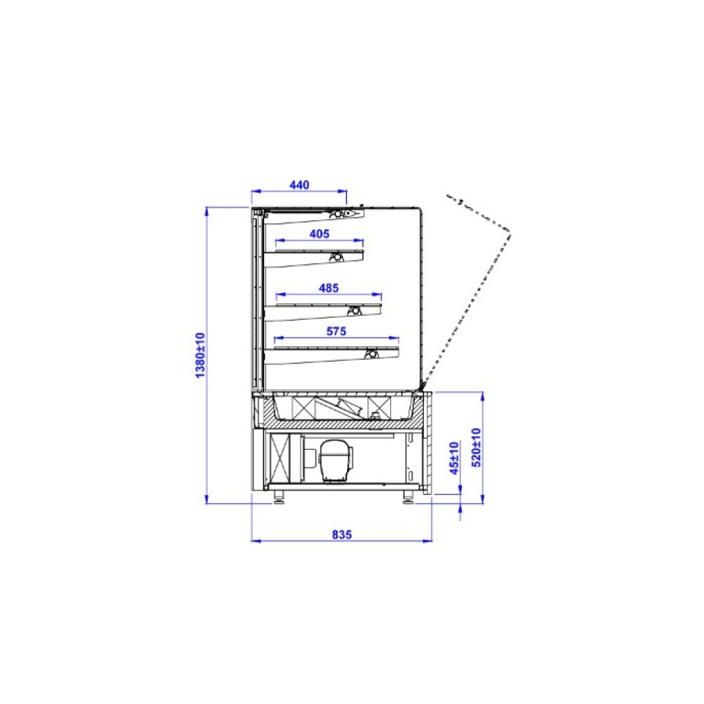 Warm showcase CUBE 1310 mm REMOTE