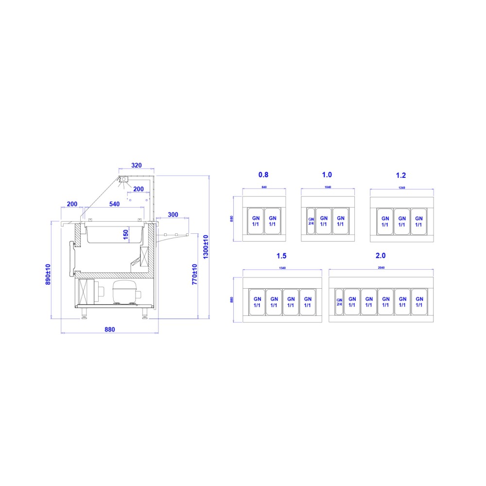 Salatibaar GASTROLINE PREMIUM 1240mm