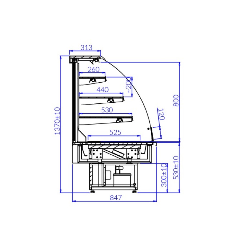 Теплая витрина JAMAIKA Open 610 mm REMOTE