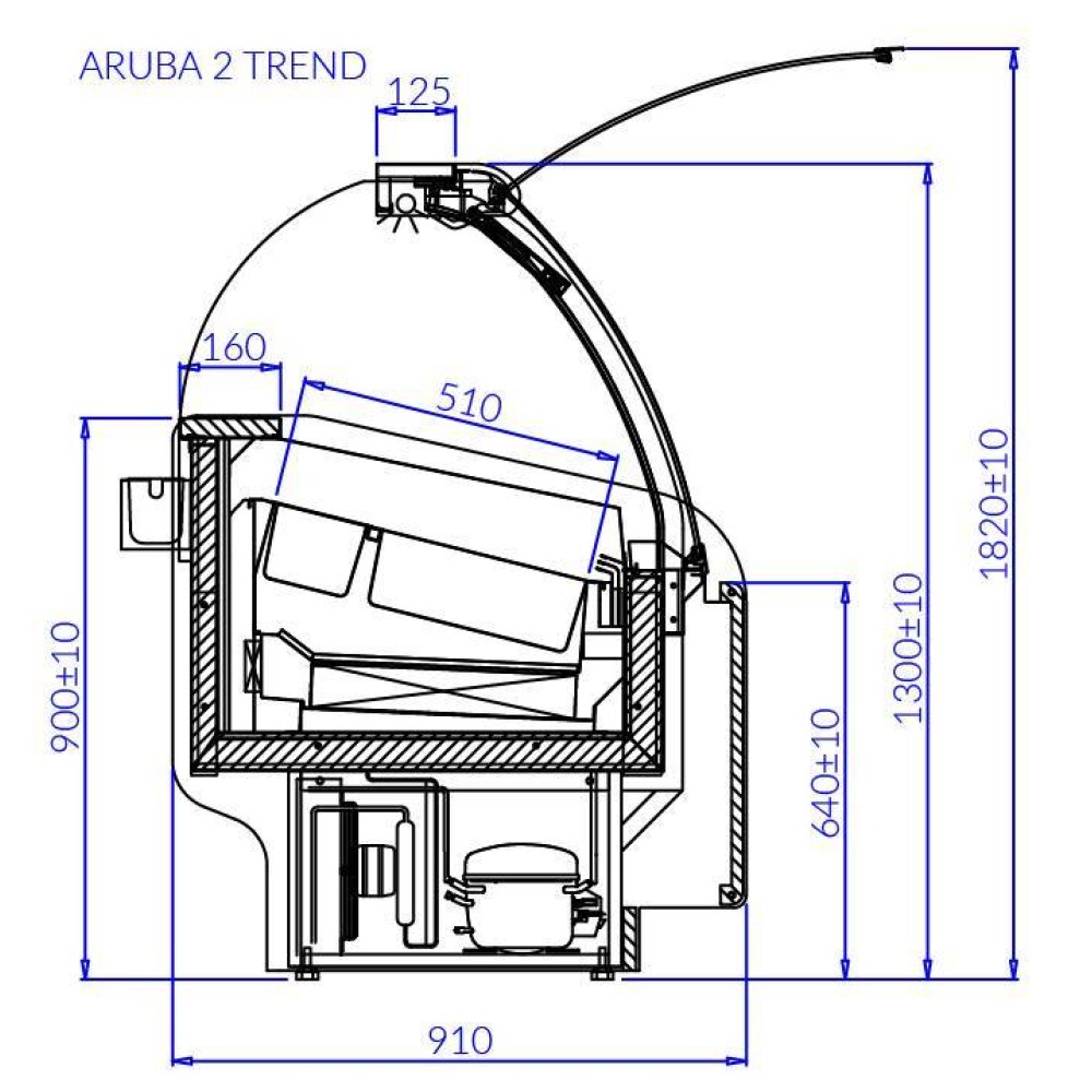 Ice-cream showcase ARUBA ICE 1385 mm