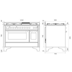 Ilve Majestic M12FIDNE3 120 см 4 конфорки + двойная индукционная зона + двойная зона готовки