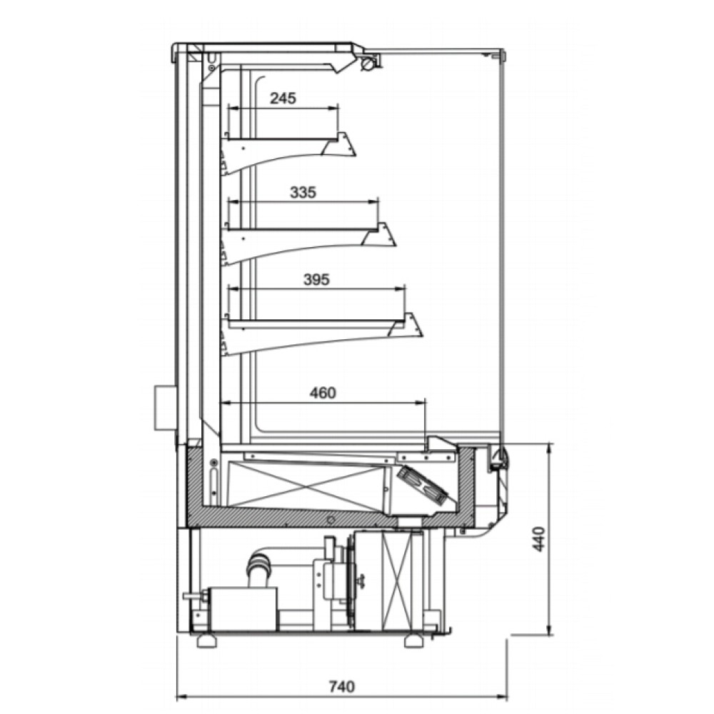 Cold showcase TOSTI CH 900mm