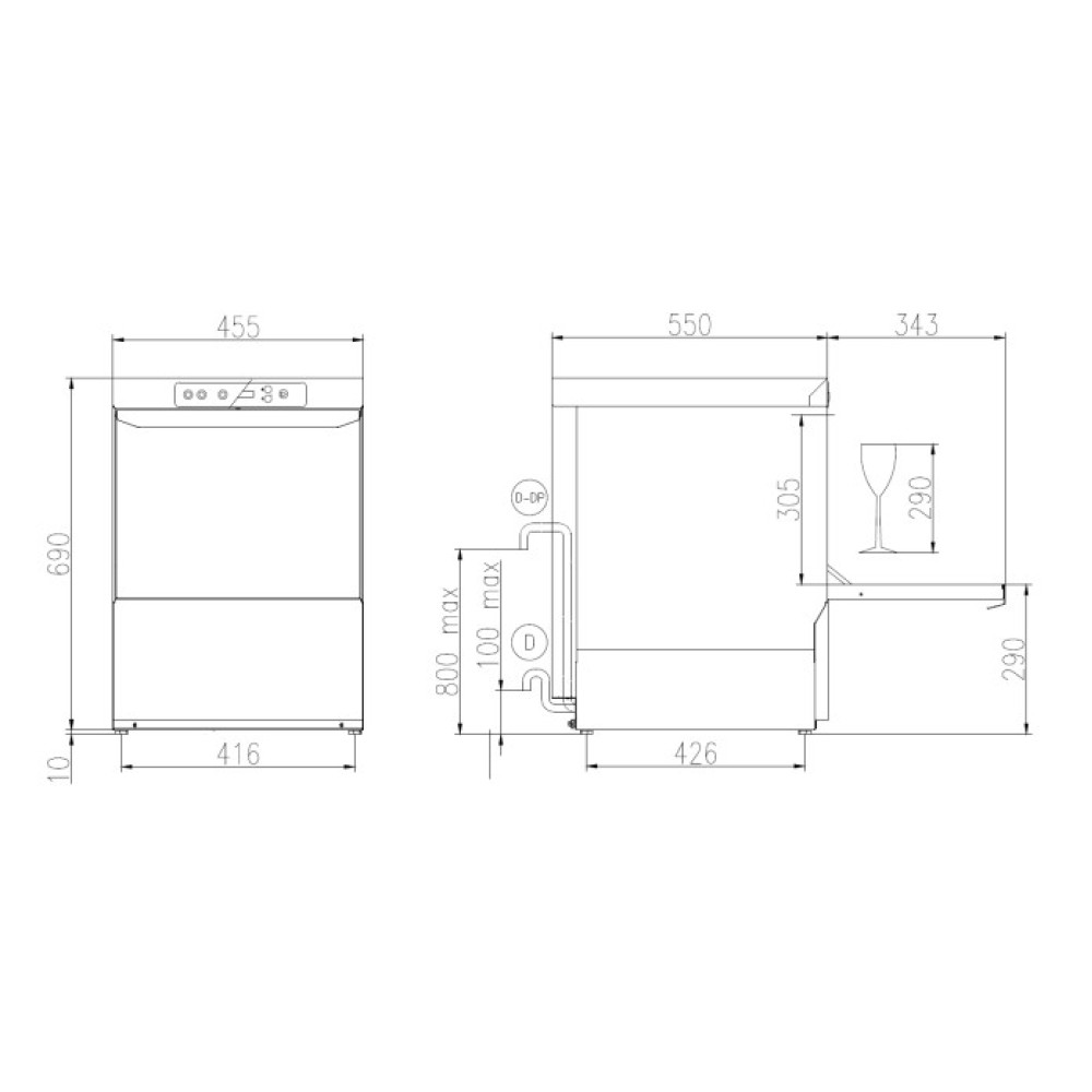 Lave-vaisselle, 400x400mm, FK 40 E LS