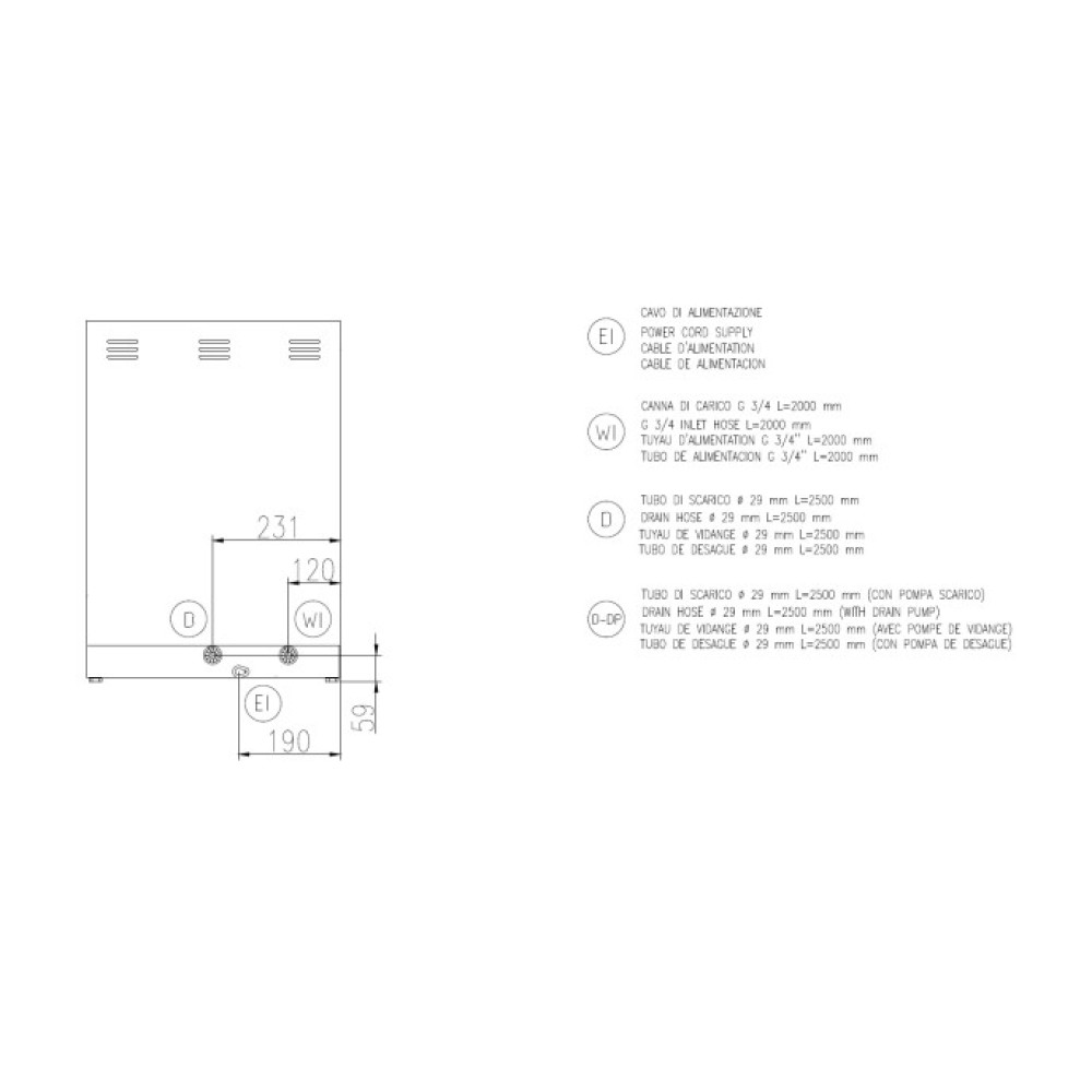 Lave-vaisselle, 400x400mm, FK 40 E LS