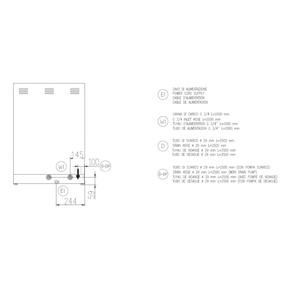 Lave-vaisselle, 500x500mm, SK 50E PRS SD