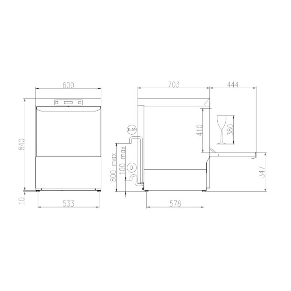 Lave-vaisselle, 500x600mm, UK 60/40E PRS SD