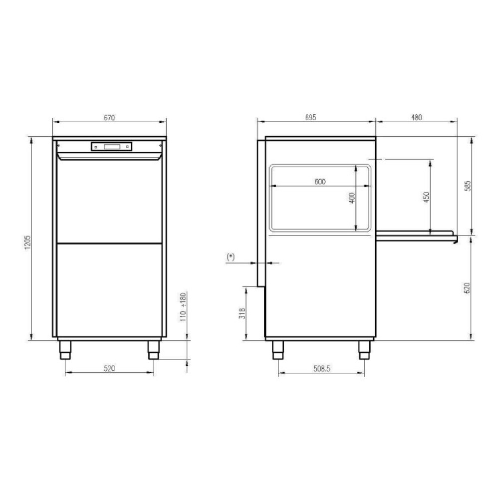 Lave-vaisselle, 550x550mm, UK-L 55/45E PRS