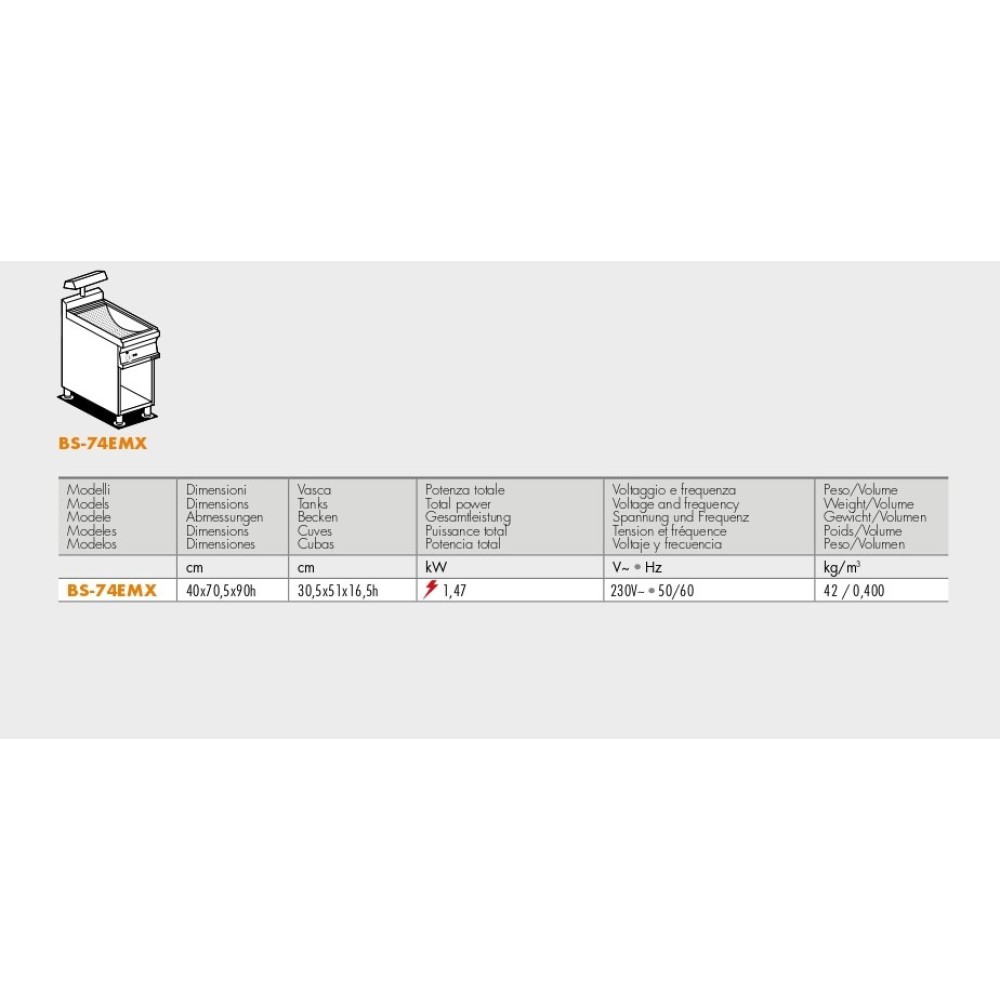 Fry dump singlephase with infra red heater  BS-74EMX