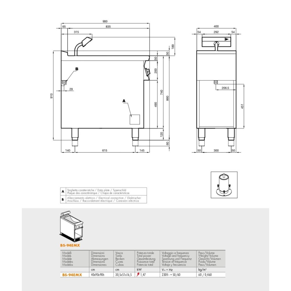 Fry dump singlephase with infra red heater  BS-94EMX