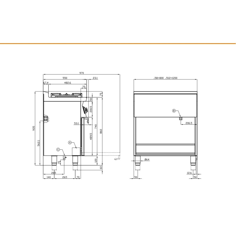 Gas stove with gas static oven CF3-512GV