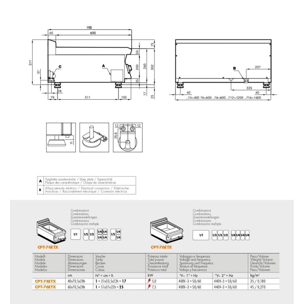 Electric pasta cooking machine 17 l CPT-74ETX