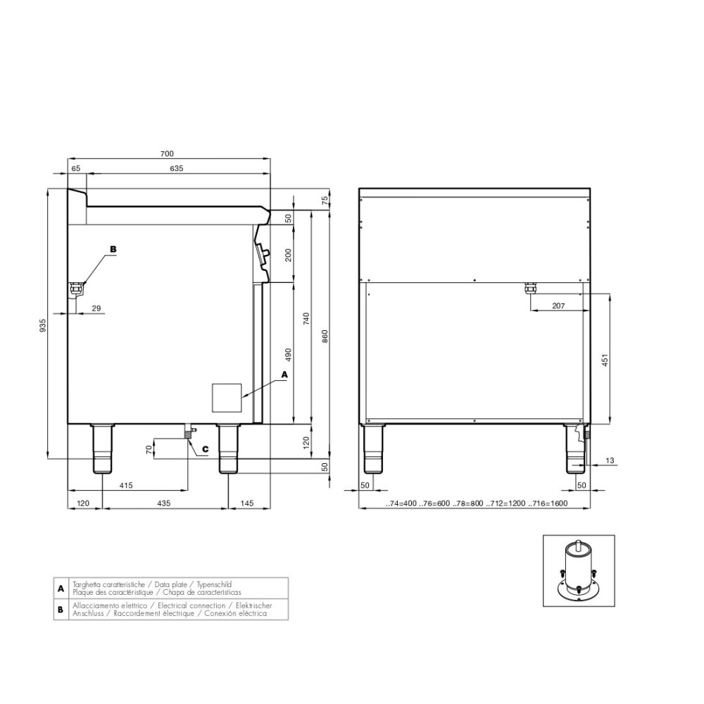 Electric grill on open cabinet CWK-74ETX