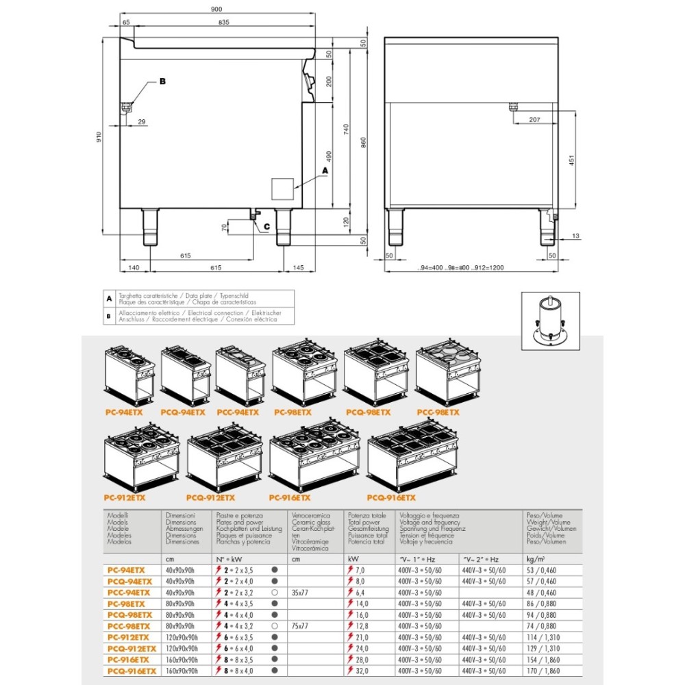 Electric stove 90 Marine PCQ-94ETX