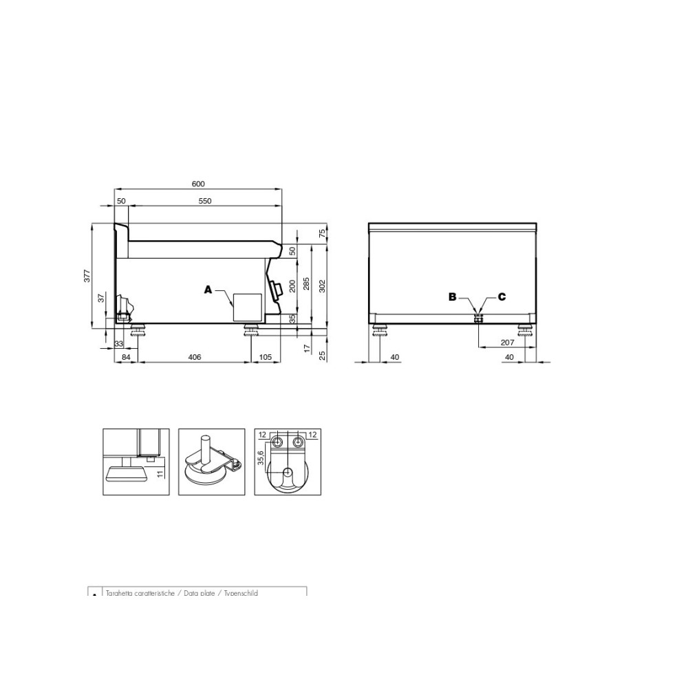 Plan de travail inox brossé avec trou rectangulaire - Maplaqueinox