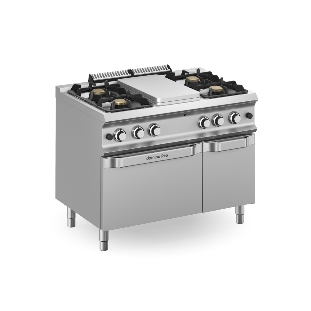 Gas stove 4 burners with central plate and gas oven DOMINA PRO 700