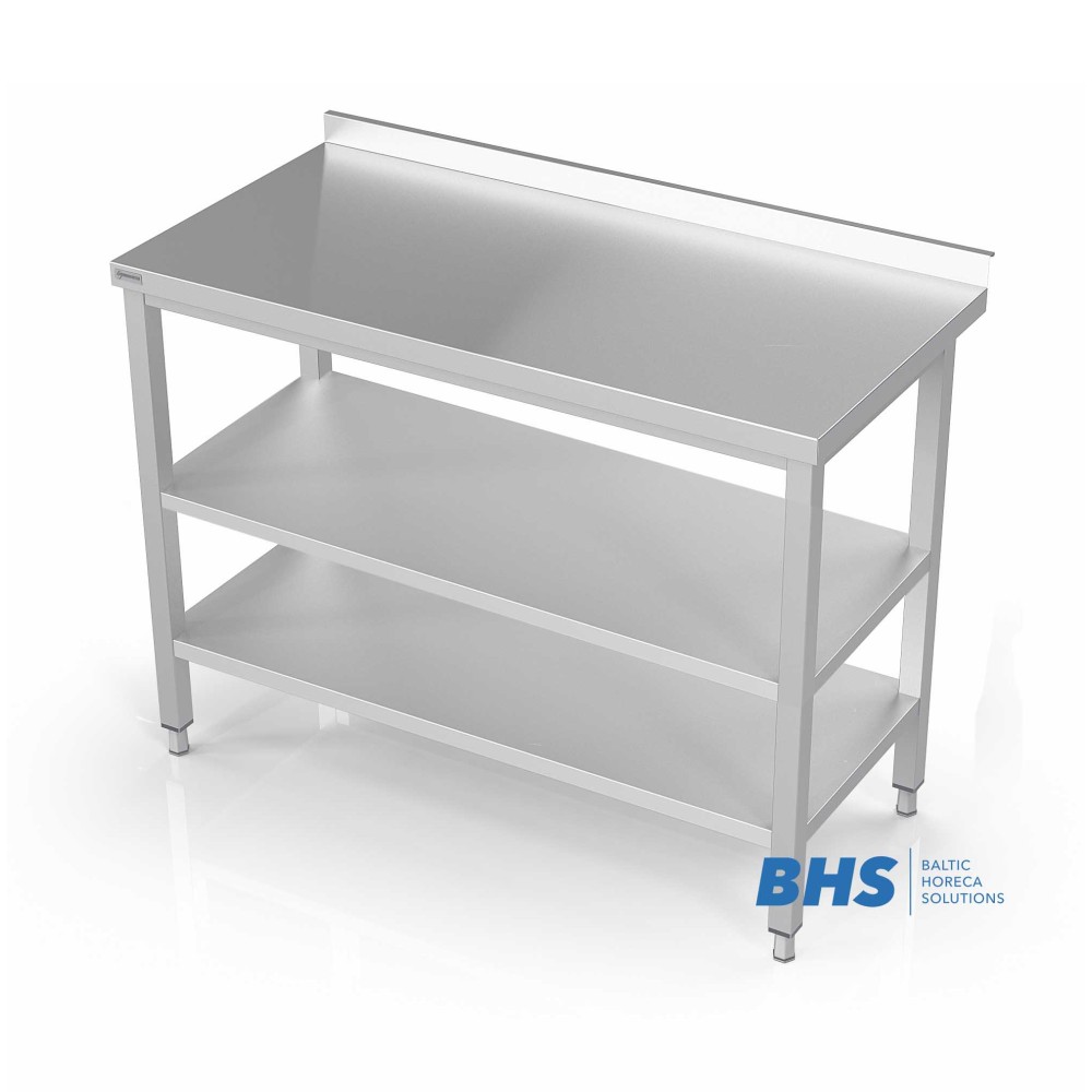 Metal table with two shelves 1500