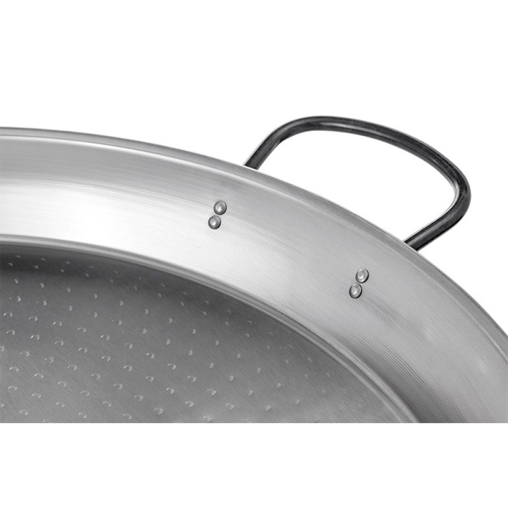 Paella pan from polished steel  80 cm