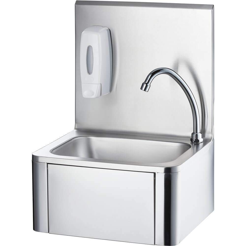 CONTACTLESS WASHBASIN WITH KNEE SWITCH, TAP AND A SOAP DISPENSER