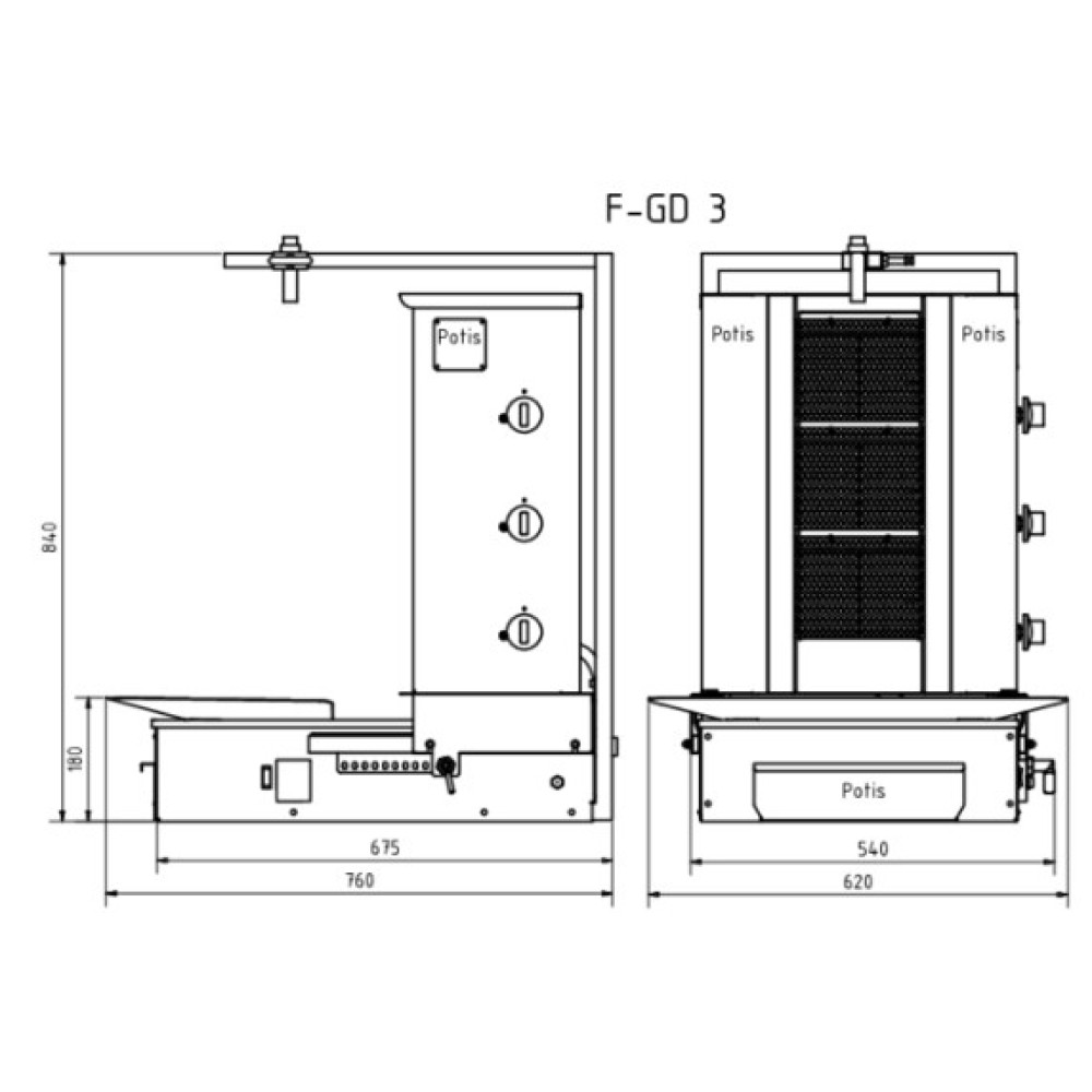 Gaasikebabimasin F GD3/S 40kg