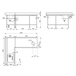 Project - Dishwasher table with sink and debris hole